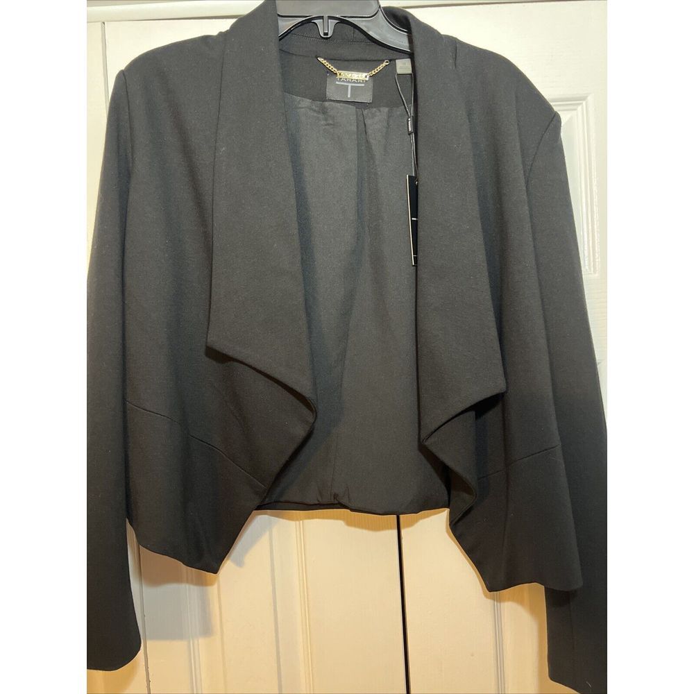 Tahari Jacket Women's Black Shawl Collar Open Front New With Tags Size 10